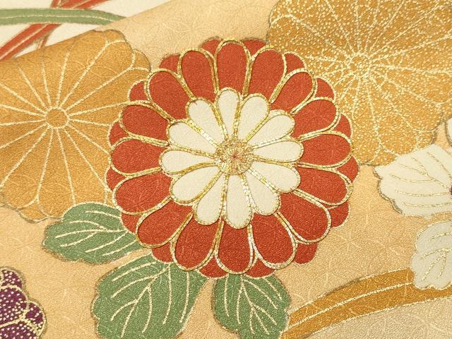 平和屋着物■訪問着　駒刺繍　芝草正絹　逸品　CABH9546ev