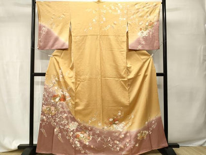 平和屋着物■訪問着　地紙重ね枝花文　暈し染め　金彩　やまと誂製　正絹　逸品　CABH9548ev
