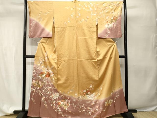 平和屋着物■訪問着　地紙重ね枝花文　暈し染め　金彩　やまと誂製　正絹　逸品　CABH9548ev