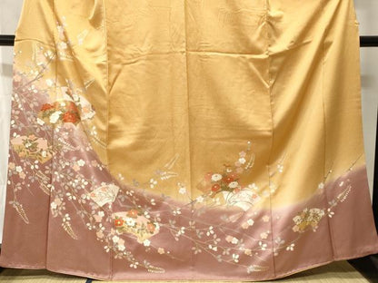 平和屋着物■訪問着　地紙重ね枝花文　暈し染め　金彩　やまと誂製　正絹　逸品　CABH9548ev