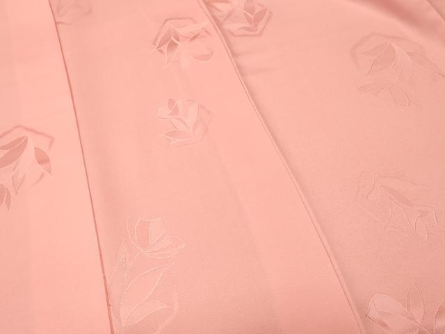 平和屋着物■上質な色無地　草花地紋　珊瑚色　正絹　逸品　CABH9549ev