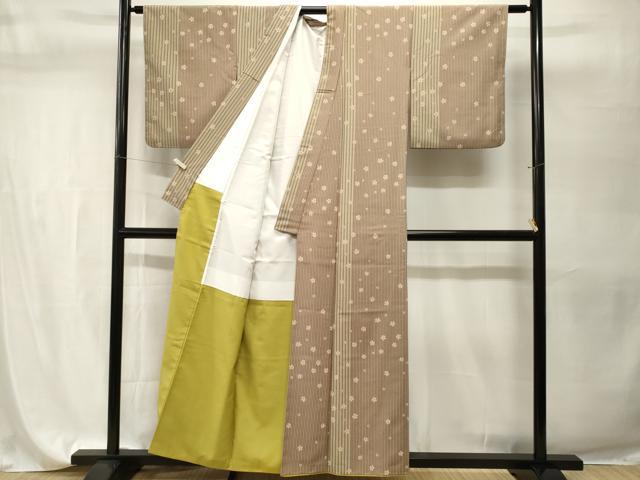 平和屋着物■小紋　間道　舞桜文　洗える着物　CABH9554ev