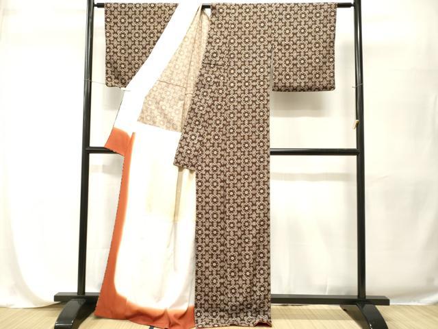 平和屋着物■小紋　幾何学花文　胴抜き仕立て　洗える着物　CABH9556ev