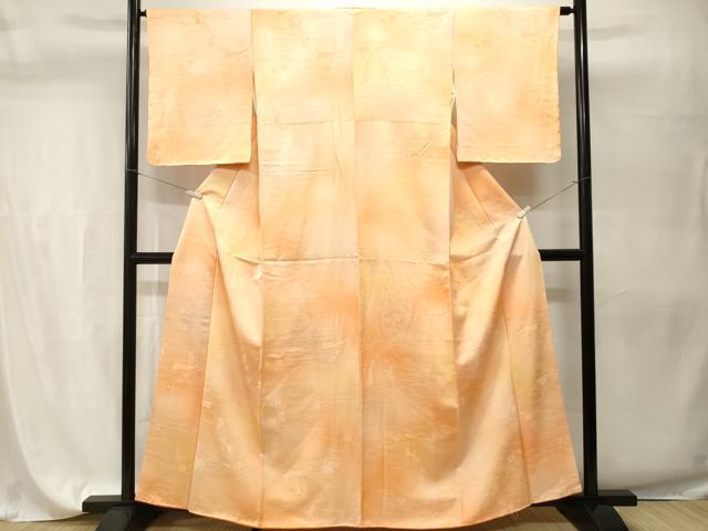 平和屋着物■上質な小紋　霞文　短冊芝草花地紋　暈し染め　正絹　逸品　CABH9563ev