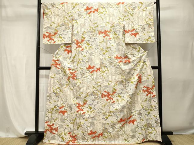 平和屋着物■上質な小紋　花籠文　金彩　正絹　逸品　CABH9566ev