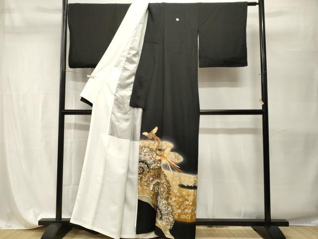 平和屋着物■豪華黒留袖　駒刺繍　鳳凰正倉院花文　暈し染め　金彩　正絹　逸品　CABH9567ev