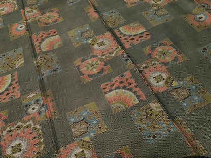 平和屋着物■上質な紬　色紙重ね花文　正絹　逸品　CABH9574ev