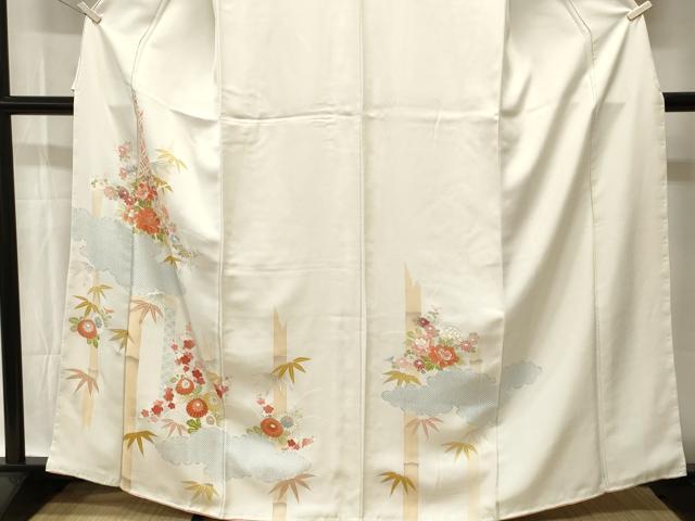 平和屋着物■訪問着　雲取り笹竹草花文　金彩　正絹　逸品　CABH9575ev