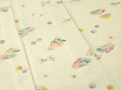 平和屋着物■上質な小紋　型染め　遠山松竹梅文　鬼しぼ縮緬　正絹　逸品　CABH9577ev