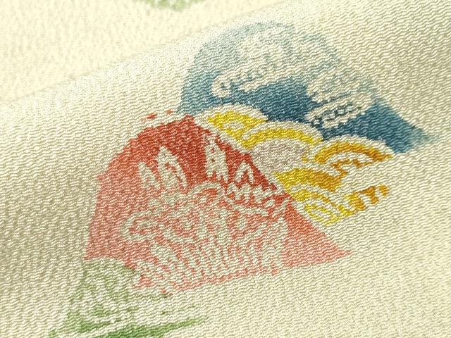平和屋着物■上質な小紋　型染め　遠山松竹梅文　鬼しぼ縮緬　正絹　逸品　CABH9577ev