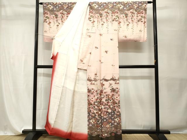 平和屋着物■訪問着　花菱草花文　暈し染め　金彩　正絹　逸品　CABH9581ev