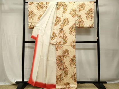 平和屋着物■上質な小紋　芝草花文　正絹　逸品　CABH9583ev