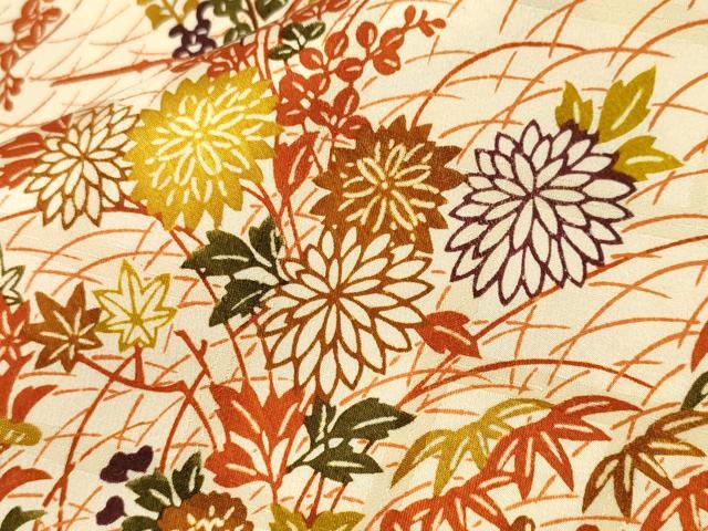 平和屋着物■上質な小紋　芝草花文　正絹　逸品　CABH9583ev