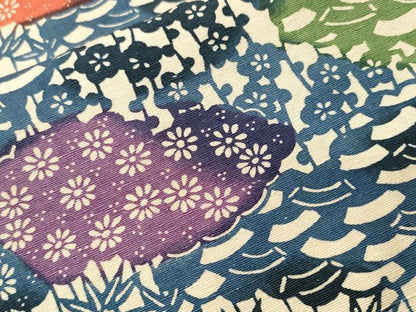 平和屋着物■上質な小紋　紬地　型染め　笹梅花文　正絹　逸品　CABH9584ev