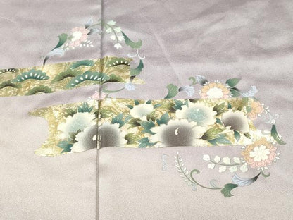 平和屋着物■訪問着　更紗花文　吹き寄せ文　暈し染め　金彩　正絹　逸品　CABH9590ev