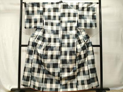 平和屋着物■上質な紬　格子　正絹　逸品　CABH9592ev