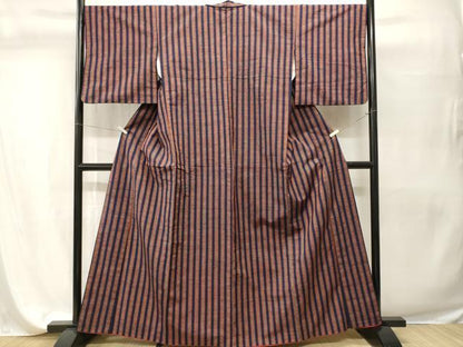 平和屋着物■上質な紬　縞　正絹　逸品　CABH9595ev