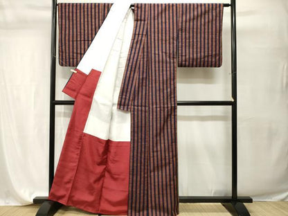 平和屋着物■上質な紬　縞　正絹　逸品　CABH9595ev