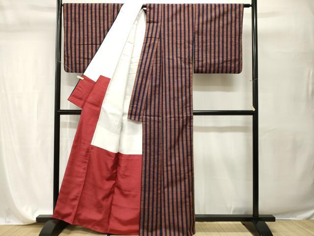 平和屋着物■上質な紬　縞　正絹　逸品　CABH9595ev