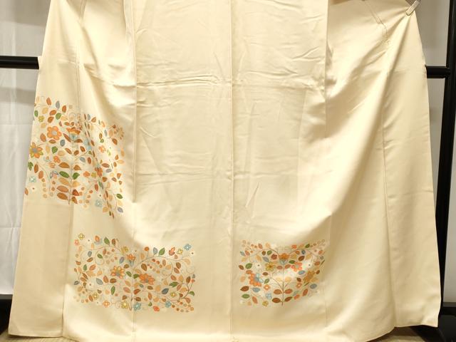 平和屋着物■訪問着　刺繍　花唐草文　金彩　ロング丈　正絹　逸品　CABH9597ev
