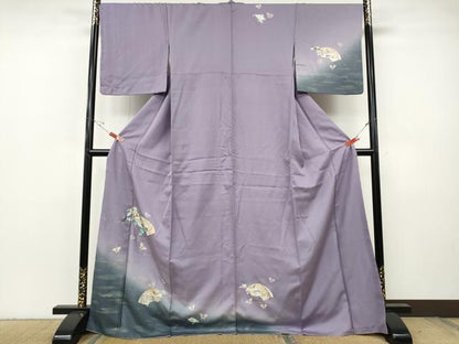 平和屋着物●訪問着　地紙花蝶文　暈し染め　金銀彩　ロング丈　正絹　逸品　CABH9602ut