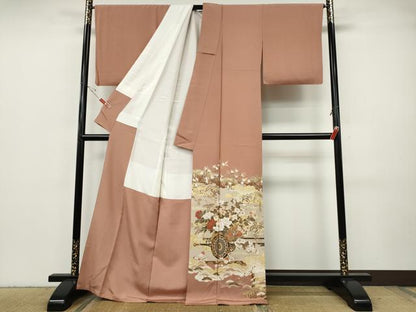平和屋着物●色留訪問着　作家物　雲重ね花車文　金彩　正絹　逸品　CABH9604ut