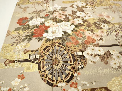平和屋着物●色留訪問着　作家物　雲重ね花車文　金彩　正絹　逸品　CABH9604ut