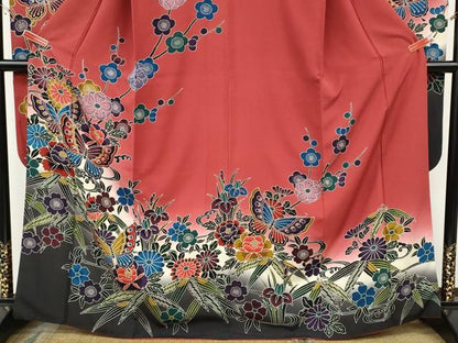 平和屋着物●豪華振袖　紅型　流水花蝶文　暈し染め　正絹　逸品　CABH9607ut