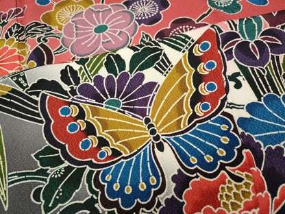 平和屋着物●豪華振袖　紅型　流水花蝶文　暈し染め　正絹　逸品　CABH9607ut
