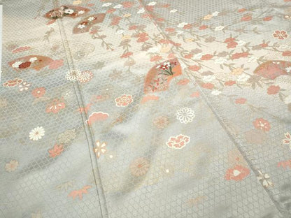 平和屋着物●訪問着　地紙枝垂れ花文　暈し染め　金彩　正絹　逸品　CABH9609ut