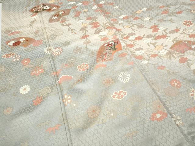 平和屋着物●訪問着　地紙枝垂れ花文　暈し染め　金彩　正絹　逸品　CABH9609ut