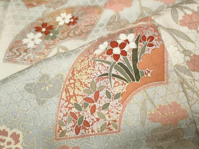 平和屋着物●訪問着　地紙枝垂れ花文　暈し染め　金彩　正絹　逸品　CABH9609ut