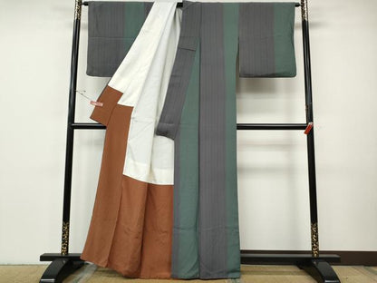 平和屋着物●上質な小紋　花菱間道　正絹　逸品　CABH9610ut