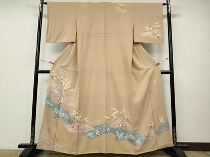 平和屋着物●訪問着　作家物　絞り　道長風景船花文　金彩　正絹　逸品　CABH9612ut
