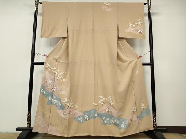平和屋着物●訪問着　作家物　絞り　道長風景船花文　金彩　正絹　逸品　CABH9612ut