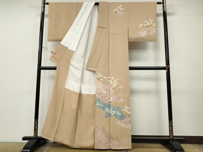 平和屋着物●訪問着　作家物　絞り　道長風景船花文　金彩　正絹　逸品　CABH9612ut