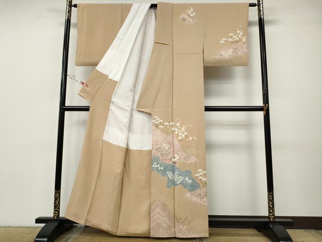 平和屋着物●訪問着　作家物　絞り　道長風景船花文　金彩　正絹　逸品　CABH9612ut