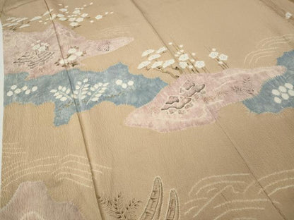 平和屋着物●訪問着　作家物　絞り　道長風景船花文　金彩　正絹　逸品　CABH9612ut