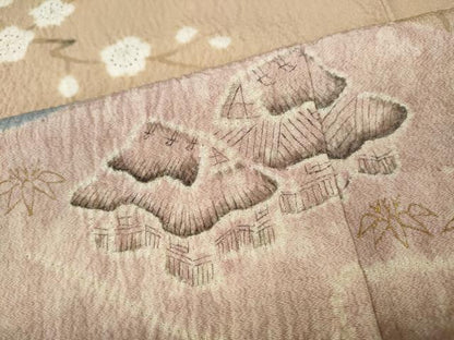 平和屋着物●訪問着　作家物　絞り　道長風景船花文　金彩　正絹　逸品　CABH9612ut