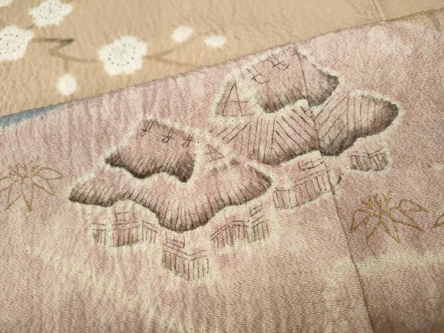 平和屋着物●訪問着　作家物　絞り　道長風景船花文　金彩　正絹　逸品　CABH9612ut