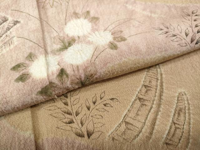平和屋着物●訪問着　作家物　絞り　道長風景船花文　金彩　正絹　逸品　CABH9612ut