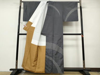 平和屋着物●訪問着　本場大島紬　刺し子　青海波七宝文　正絹　逸品　CABH9613ut