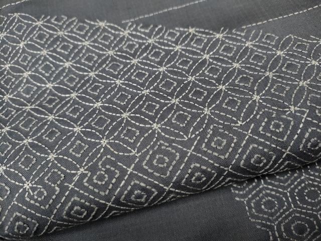 平和屋着物●訪問着　本場大島紬　刺し子　青海波七宝文　正絹　逸品　CABH9613ut