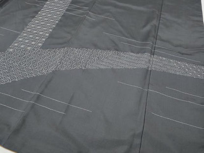 平和屋着物●訪問着　本場大島紬　刺し子　青海波七宝文　正絹　逸品　CABH9613ut