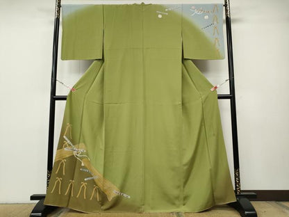 平和屋着物●世界的友禅作家　千地泰弘　訪問着　楽器　琴　横笛　暈し染め　金彩　正絹　逸品　CABH9616ut