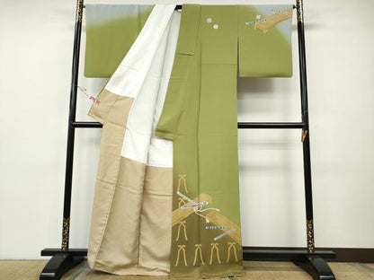 平和屋着物●世界的友禅作家　千地泰弘　訪問着　楽器　琴　横笛　暈し染め　金彩　正絹　逸品　CABH9616ut