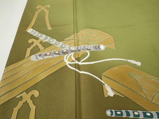 平和屋着物●世界的友禅作家　千地泰弘　訪問着　楽器　琴　横笛　暈し染め　金彩　正絹　逸品　CABH9616ut