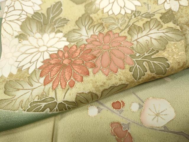 平和屋着物●訪問着　枝花文　暈し染め　金彩　正絹　逸品　CABH9618ut