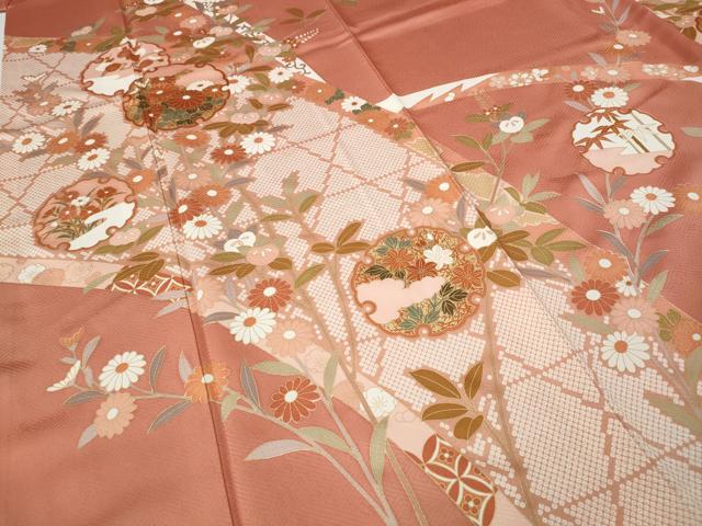 平和屋着物●訪問着　雪輪枝花文　金彩　正絹　逸品　CABH9620ut