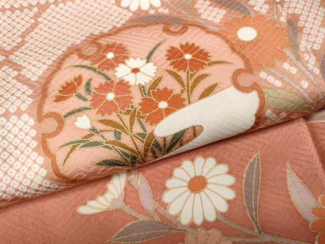 平和屋着物●訪問着　雪輪枝花文　金彩　正絹　逸品　CABH9620ut